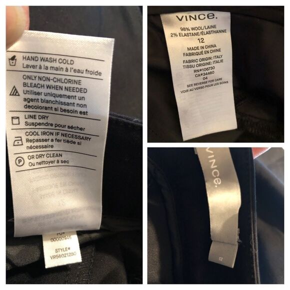 Vince Tapered Ankle Black Trousers Size 12 - Picture 7 of 8